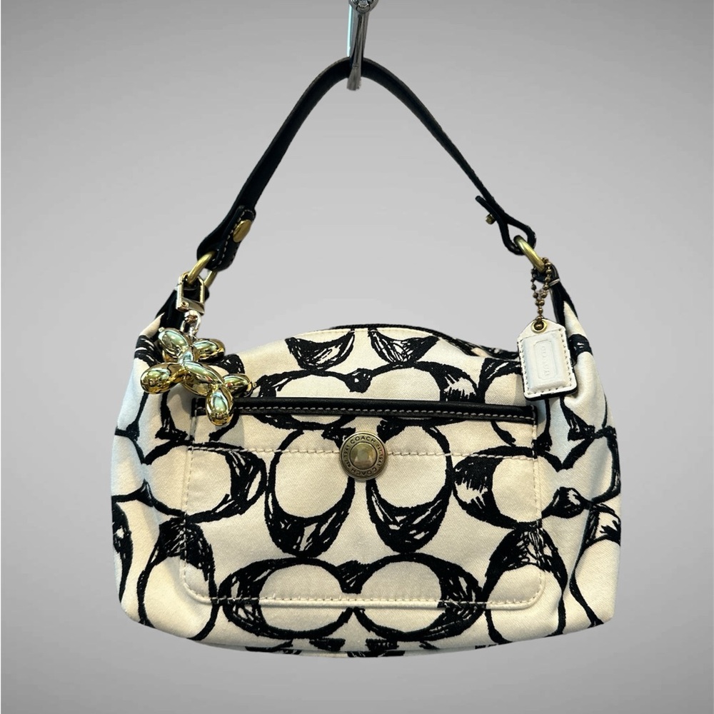 COACH—Vintage Y2K Black & White Signature Monogram Logo Mini Bag- canvas - Picture 1 of 12